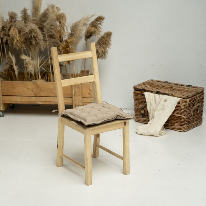 Подушка на стул «Ибица», размер 40х40 см, цвет бежево-коричневый - Фото 1