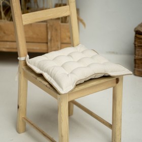 Подушка на стул «Ибица», размер 40х40 см, цвет кремовый
