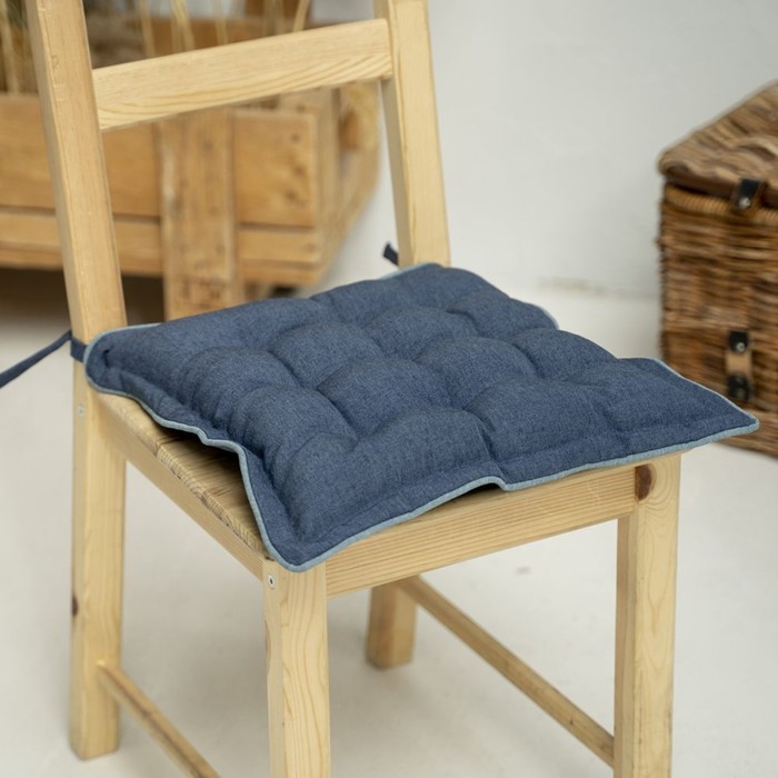 Подушка на стул «Ибица», размер 40х40 см, цвет синий