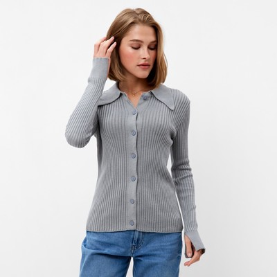 Джемпер женский на пуговицах MINAKU: Knitwear collection, серый, размер 46-48