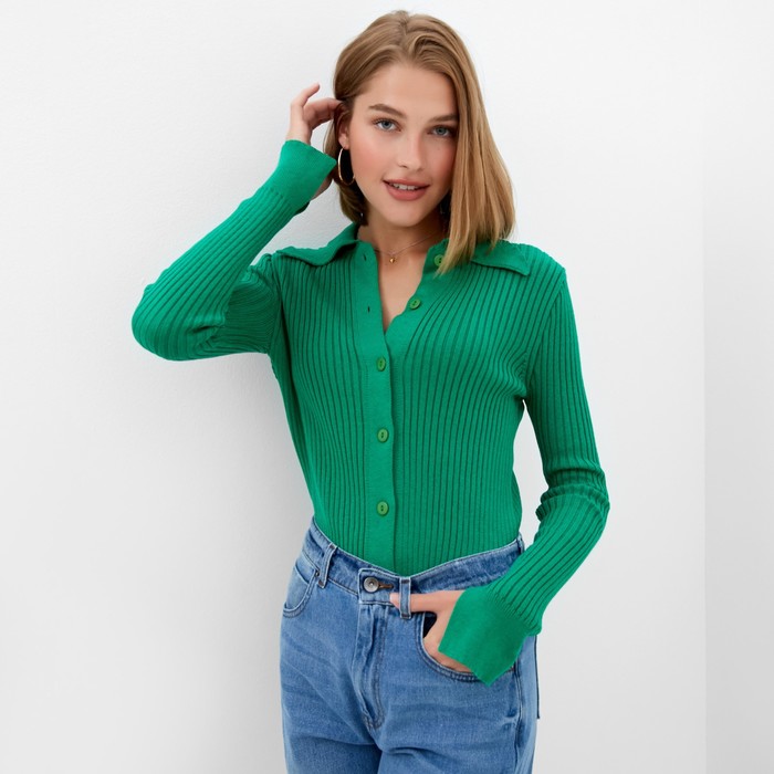 Джемпер женский MINAKU: Knitwear collection цвет зёленый, размер 46-48 - Фото 1