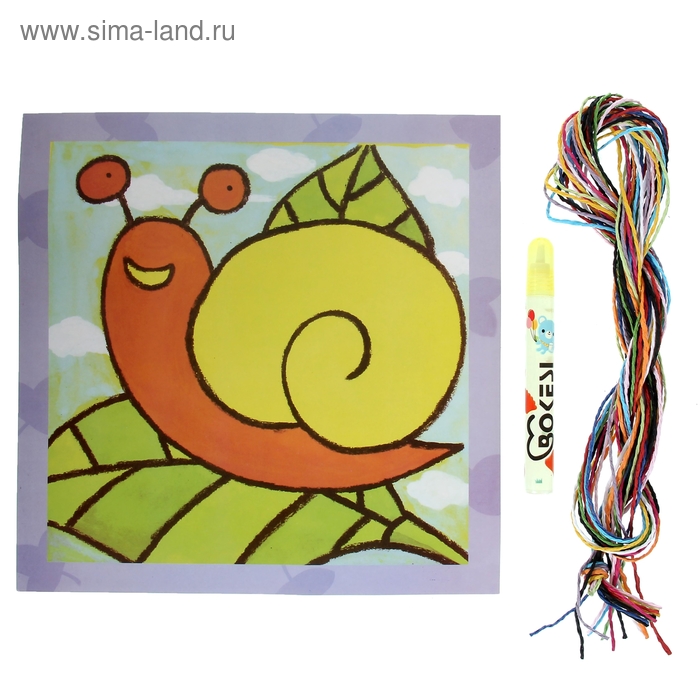 Аппликация "Улиточка" из бумаги и бумажных нитей + клей 30 мл - Фото 1