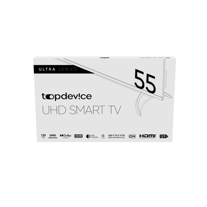 Телевизор Topdevice TDTV55BS06U, 55", 3840x2160, DVB-T2/C/S2, HDMI 3, USB 2,SmartTV, черный - фото 51473248