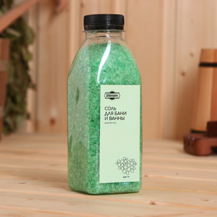 Соль для ванны и бани в бутылке Дыхание леса 600 г