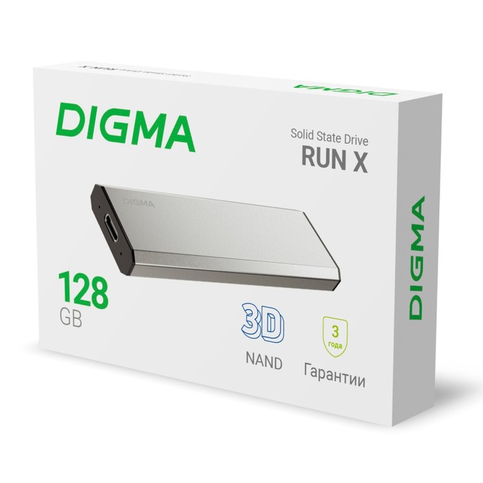 Накопитель SSD Digma USB 3.2 128Gb DGSR8128G1MSR RUN X 1.8" серебристый - фото 51473304