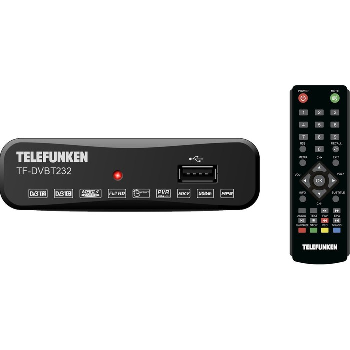 Ресивер DVB-T2 Telefunken TF-DVBT232 черный - Фото 1