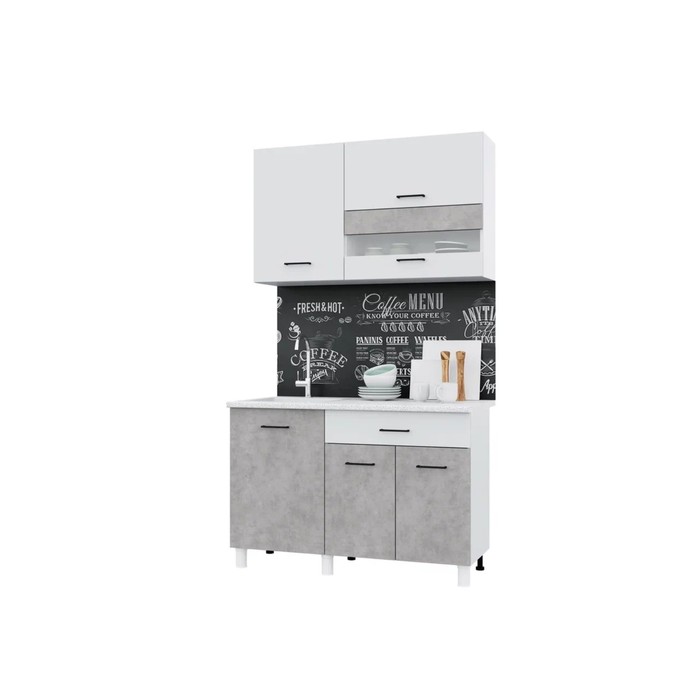 Кухонный гарнитур Trend 1200, 60х120см, ЛДСП, белый-бетон - фото 1906438399