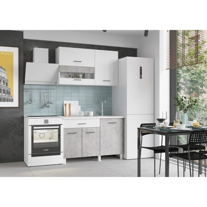 Кухонный гарнитур Trend 1200, 60х120см, ЛДСП, белый-бетон - фото 1906438400