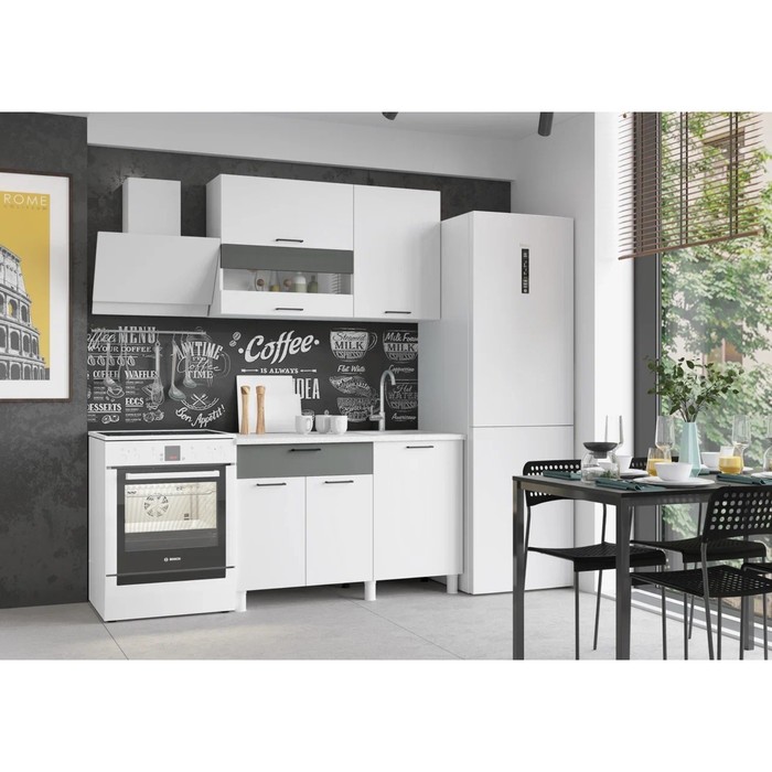 Кухонный гарнитур Trend 1200, 60х120см, МДФ, белый эмалит-холст вулкан - фото 1906438408