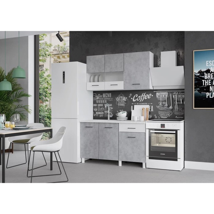 Кухонный гарнитур Trend 1300, 60х130см, ЛДСП, белый-бетон - фото 1906438416