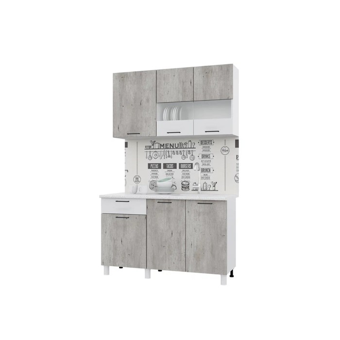 Кухонный гарнитур Trend 1300, 60х130см, МДФ, бетон лайт-белый эмалит - фото 1906438424