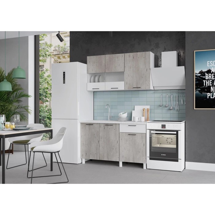 Кухонный гарнитур Trend 1300, 60х130см, МДФ, бетон лайт-белый эмалит - фото 1906438425