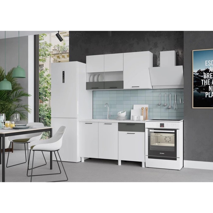 Кухонный гарнитур Trend 1300, 60х130см, МДФ, белый эмалит-холст вулкан - фото 1906438427