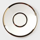Кофейная пара керамическая «Золото», 3 предмета: чашка 200 мл, блюдце d=14 см, ложка h=12,5 см, цвет золотой - Фото 3