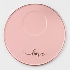 Кофейная пара керамическая «Любовь», 3 предмета: кружка 200 мл, блюдце d=20 см, ложка h=14 см, цвет розовый - фото 4399736