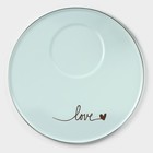 Кофейная пара «Любовь», 3 предмета: кружка 200 мл, блюдце d=20 см, ложка h=14 см, керамика, цвет голубой - Фото 3