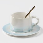 Чайная пара керамическая «Нежность», 3 предмета: кружка 250 мл, блюдце d=15,5 см, ложка h=13 см - фото 320462624