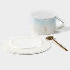 Чайная пара керамическая «Нежность», 3 предмета: кружка 250 мл, блюдце d=15,5 см, ложка h=13 см - Фото 5