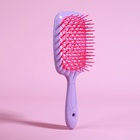 Расчёска массажная, широкая, вентилируемая, 8,5 × 20,5 см, PVC коробка, цвет сиреневый/розовый - Фото 5