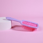 Расчёска массажная, широкая, вентилируемая, 8,5 × 20,5 см, PVC коробка, цвет сиреневый/розовый - Фото 8