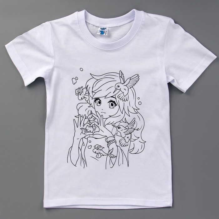 Набор для творчества футболка-раскраска «Аниме девочка», размер 122-128 см