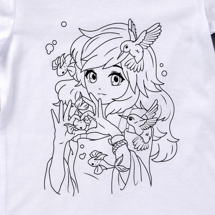 Набор для творчества футболка-раскраска «Аниме девочка», размер 122-128 см