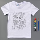 Набор для творчества футболка-раскраска «Аниме девочка», размер 128-134 см - фото 24370061