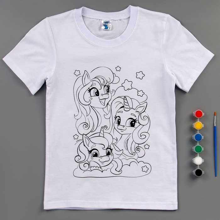 Набор для творчества футболка-раскраска «Единорожки», размер 134-140 см