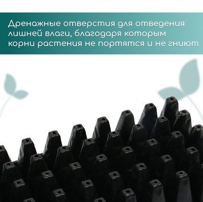 Кассета для рассады, 50 ячеек по 100 мл, пластик, чёрная, 54×27×8 см, Greengo