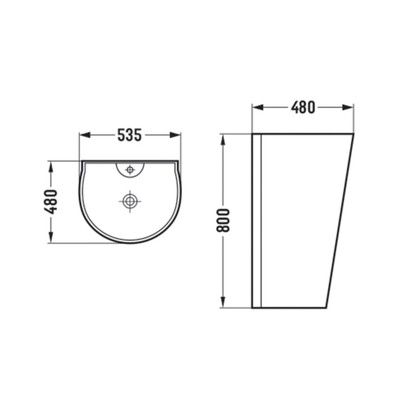 Раковина напольная Comforty 192, моноблок, с пьедесталом, круглая, цвет белый