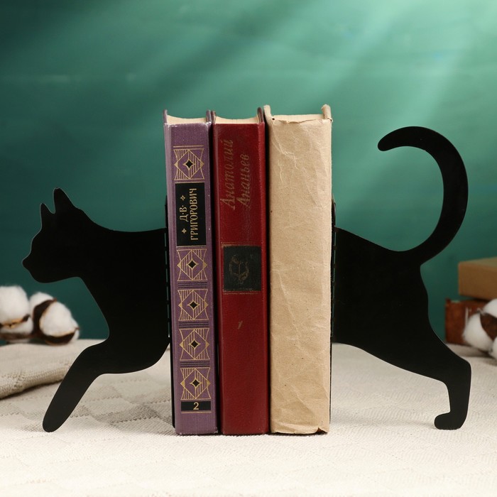 

Держатель-подставка для книг "Кот" из двух частей, черный
