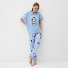 Комплект домашний женский (футболка и брюки), цвет голубой, размер 44 - фото 11371268