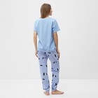 Комплект домашний женский (футболка и брюки), цвет голубой, размер 50 - Фото 3