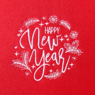 Плед "Этель" "Happy New Year" 150*130см, цвет красный, пл.160 г/м2, 100% п/э