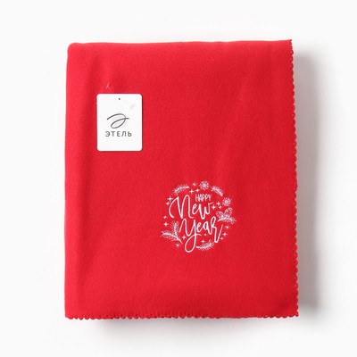 Плед "Этель" "Happy New Year" 150*130см, цвет красный, пл.160 г/м2, 100% п/э