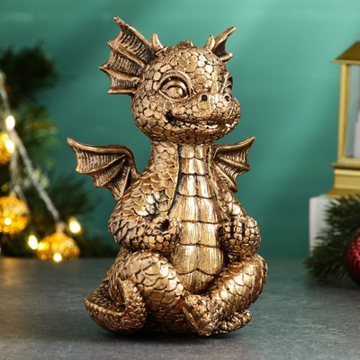 Фигура "Дракончик медитирует" бронза, 12,5х17см