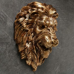 Подвесной декор 'Голова льва' золото, 23х35х52см