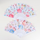 Веер пластик, текстиль "Птички и цветы" МИКС 23 см - фото 23053124