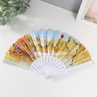 Веер пластик, текстиль "Пейзаж" МИКС 23 см (комплект 12 шт) - фото 23053129