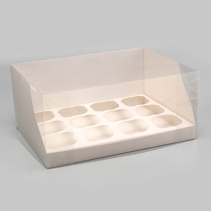 Коробка для 12 капкейков белая, 31×24×14 см - Фото 1