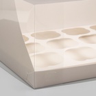 Коробка для 12 капкейков белая, 31×24×14 см - Фото 3