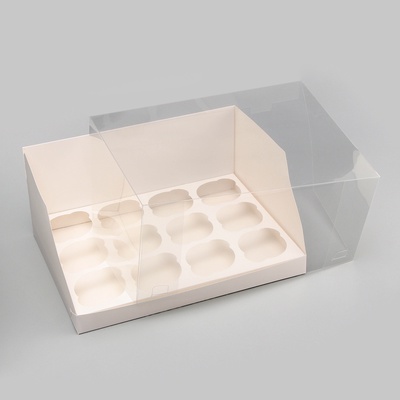 Коробка для 12 капкейков белая, 31×24×14 см