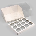 Коробка для 12 капкейков белая, 31×24×14 см - Фото 5