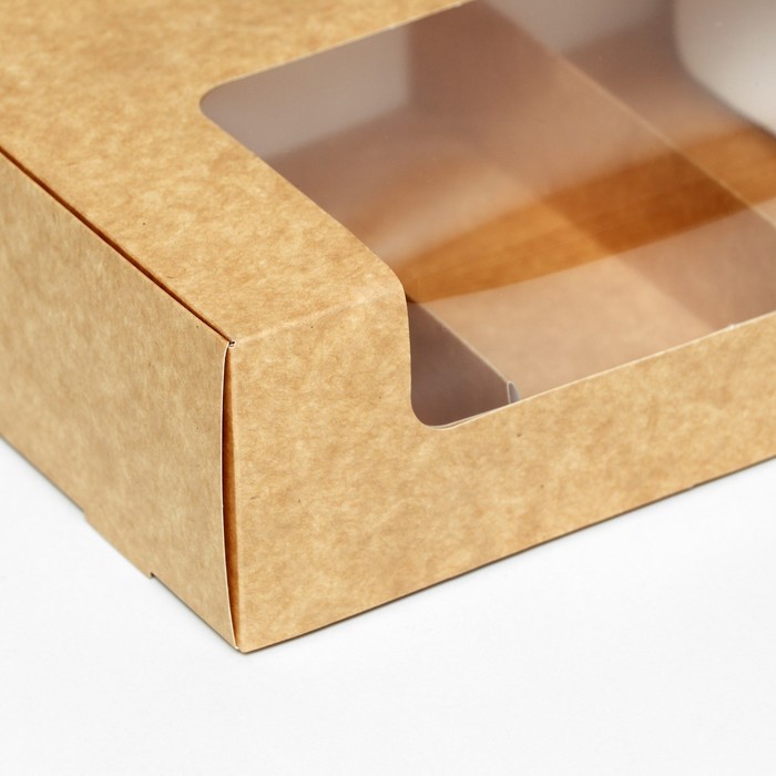 Коробка складная, под 3 эклера, крафт,  20 x 15 x 6 см