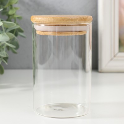 Банка для свечей стеклянная с крышкой «Цилиндр» прозрачная 270 мл 6.5×6.5×10 см