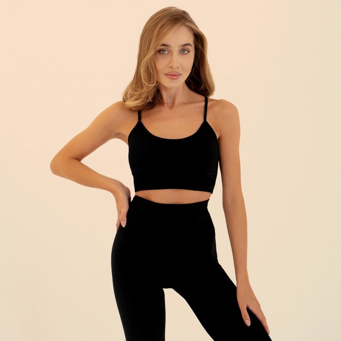 Топ спортивный на бретелях женский ONLYTOP, размер L, чёрный - Фото 1