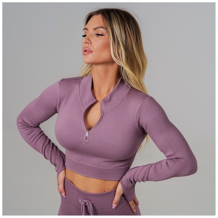 Топ спортивный с длинными рукавами ONLYTOP, р. М, цвет лиловый - Фото 1