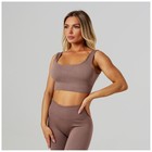 Топ спортивный на широких бретелях, размер L, бежевый 9624889 - фото 13627345 Топ спортивный на широких бретелях, размер L, бежевый 9624889 - фото 13627345