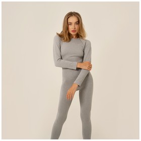 Топ спортивный с длинным рукавом, размер S, цвет серый