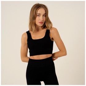Топ спортивный на широких бретелях, размер L, цвет черный